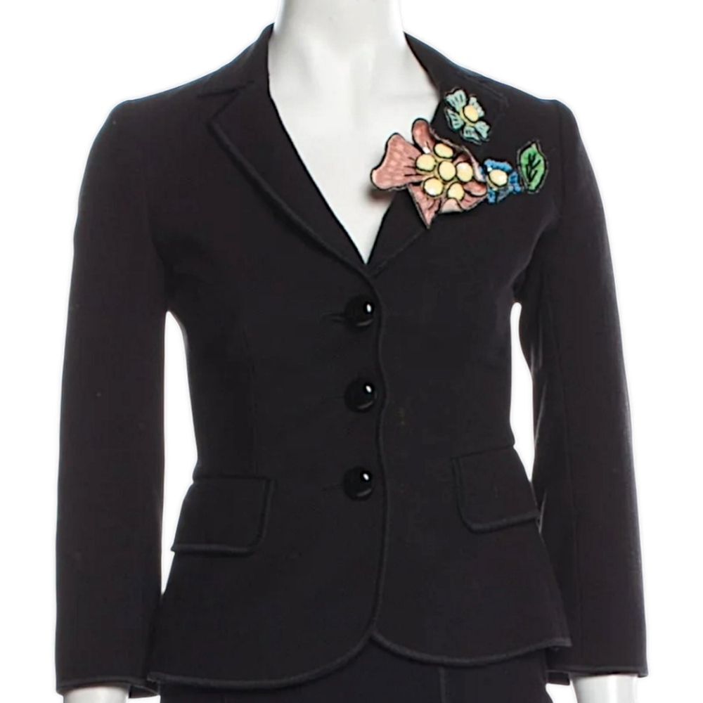 Moschino Cheap & Chic Skirt Set, Black w/ Floral Design, Size 10 / 12, Y2K VTG